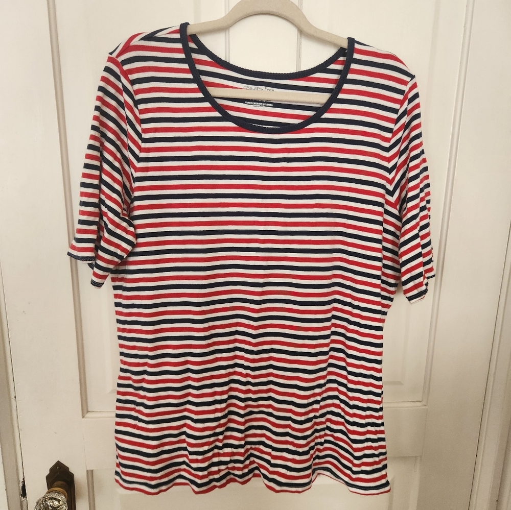 Women's XXL Tee, red white and blue striped